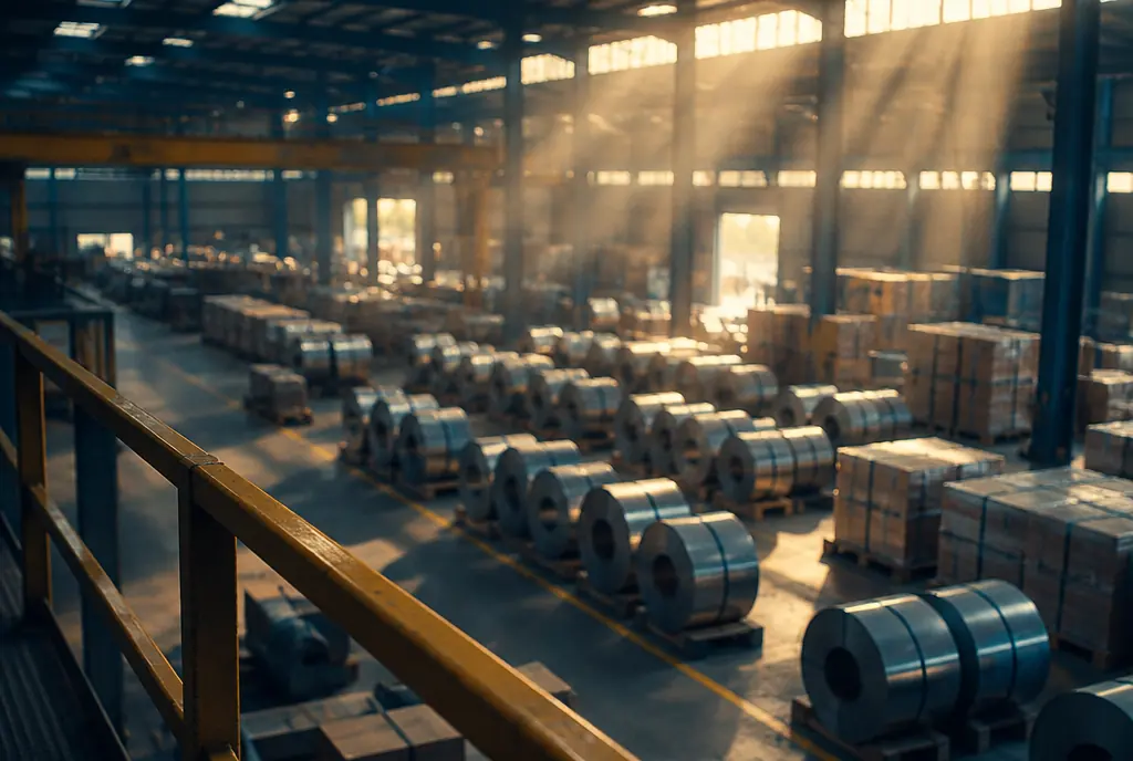 Bodega de una empresa industrial colombiana con inventario de acero